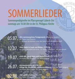 Plakat der Sommerpredigtreihe 2026 "Sommerlieder"